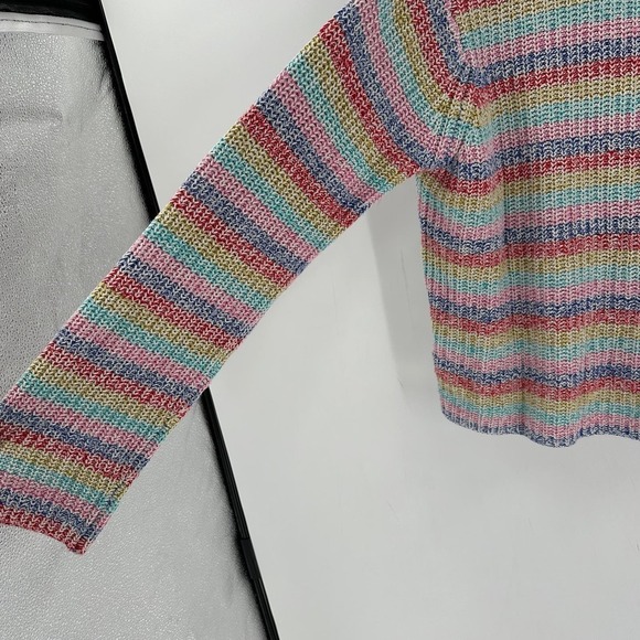 Philosophy Rainbow Striped Cotton Blend Crew Neck Pullover Knit Sweater Large - Picture 3 of 9
